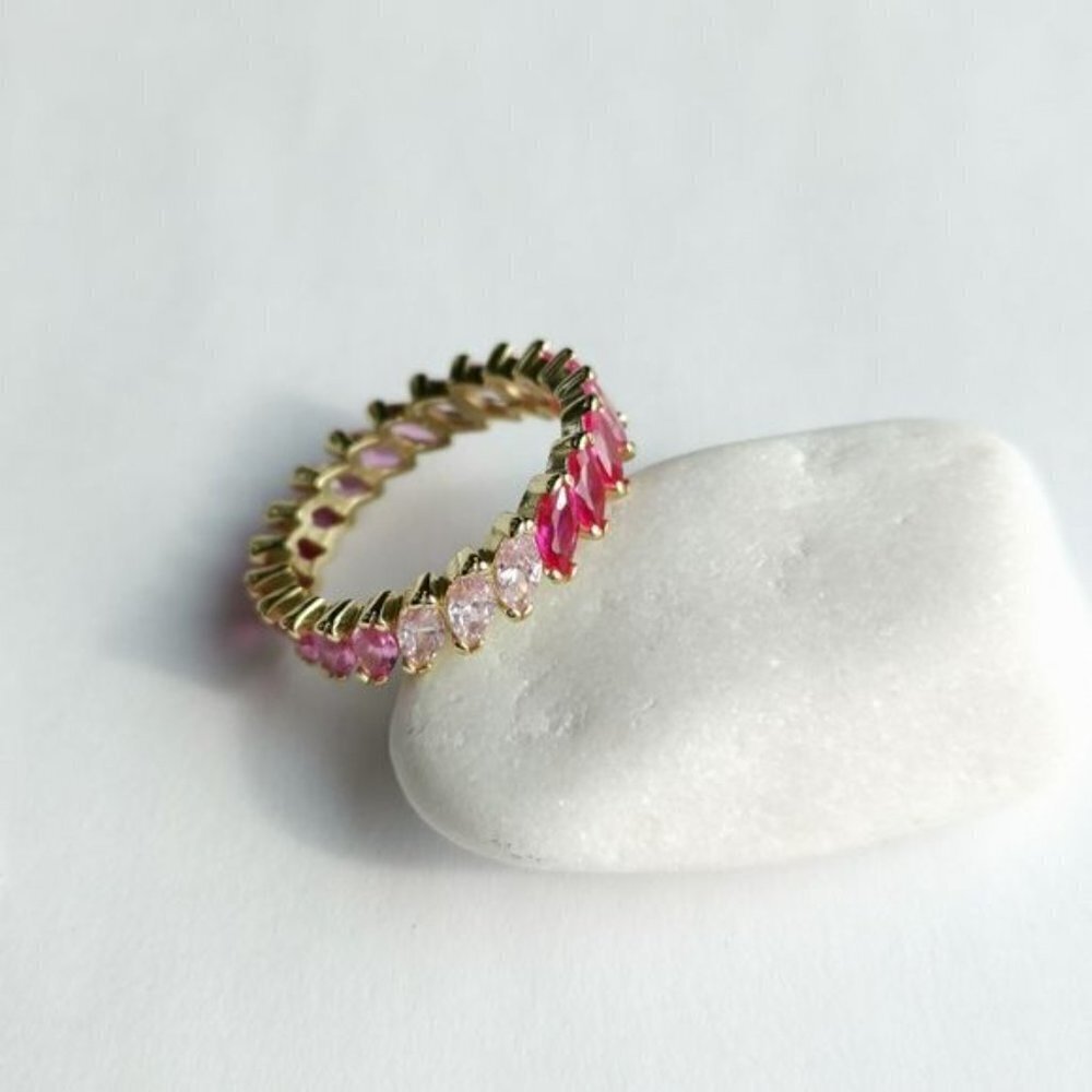 Spinel Eternity Band Ring in 14k Gold size 8 NEW - Picture 2 of 10